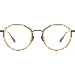 Linda Farrow - Cesar Angular Optical Glasses in Nickel Yellow Gold - LFL1225C5OPT - Linda Farrow Eyewear - Avvenice