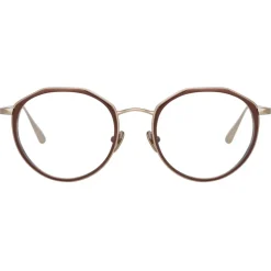 Linda Farrow - Cesar Angular Optical Glasses in Light Gold Brown - LFL1225C3OPT - Linda Farrow Eyewear - Avvenice