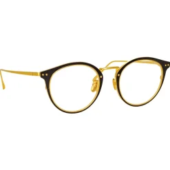 Linda Farrow - Cooper Oval Optical Glasses in Black Yellow Gold - LFL1051C4OPT - Linda Farrow Eyewear - Avvenice