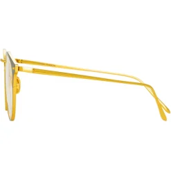 Linda Farrow - Cooper Oval Optical Glasses in Black Yellow Gold - LFL1051C4OPT - Linda Farrow Eyewear - Avvenice