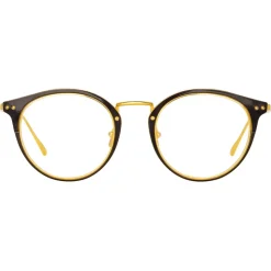 Linda Farrow - Cooper Oval Optical Glasses in Black Yellow Gold - LFL1051C4OPT - Linda Farrow Eyewear - Avvenice