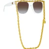 Linda Farrow - Dakota Flat Top Sunglasses in White - LFL1304C3SUN - Linda Farrow Eyewear - Avvenice