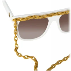Linda Farrow - Dakota Flat Top Sunglasses in White - LFL1304C3SUN - Linda Farrow Eyewear - Avvenice