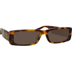 Linda Farrow - Dania Rectangular Sunglasses in Tortoiseshell - LFL1201C2SUN - Linda Farrow Eyewear - Avvenice