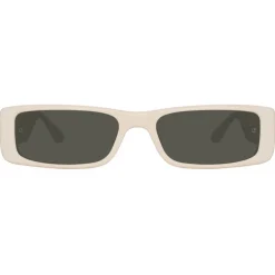 Linda Farrow - Dania Rectangular Sunglasses in Cream - LFL1201C3SUN - Linda Farrow Eyewear - Avvenice