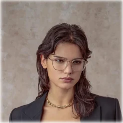 Linda Farrow - Danilo Angular Optical Glasses in Rose Gold - LFL1246C3OPT - Linda Farrow Eyewear - Avvenice