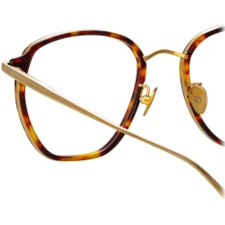 Linda Farrow - Danilo Angular Optical Glasses in Light Gold - LFL1246C2OPT - Linda Farrow Eyewear - Avvenice