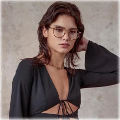 Linda Farrow - Danilo Angular Optical Glasses in Light Gold - LFL1246C2OPT - Linda Farrow Eyewear - Avvenice