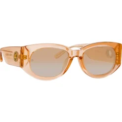 Linda Farrow - Debbie D-Frame Sunglasses in Peach - LFL1059C8SUN - Linda Farrow Eyewear - Avvenice