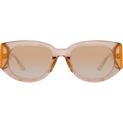 Linda Farrow - Debbie D-Frame Sunglasses in Peach - LFL1059C8SUN - Linda Farrow Eyewear - Avvenice