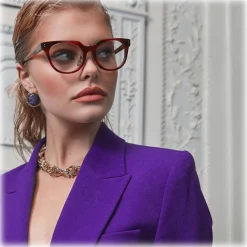 Linda Farrow - Delphine Cat Eye Optical Glasses in Horn - LFL1323C3OPT - Linda Farrow Eyewear - Avvenice
