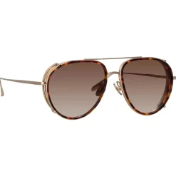Linda Farrow - Dimitri Aviator Sunglasses in Light Gold - LFL1362C3SUN - Linda Farrow Eyewear - Avvenice