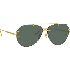 Linda Farrow - Duit Aviator Sunglasses in Yellow Gold - LFL1266C2SUN - Linda Farrow Eyewear - Avvenice