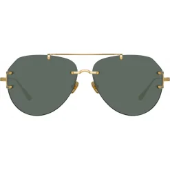 Linda Farrow - Duit Aviator Sunglasses in Yellow Gold - LFL1266C2SUN - Linda Farrow Eyewear - Avvenice