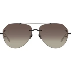 Linda Farrow - Duit Aviator Sunglasses in Black - LFL1266C1SUN - Linda Farrow Eyewear - Avvenice