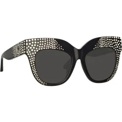 Linda Farrow - Dunaway Oversized Sunglasses in Black Crystals - LFL1049C16SUN - Linda Farrow Eyewear - Avvenice