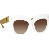 Linda Farrow - Dunaway Oversized Sunglasses in White - LFL1049C17SUN - Linda Farrow Eyewear - Avvenice