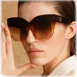 Linda Farrow - Dunaway Oversized Sunglasses in Brown - LFL1049C18SUN - Linda Farrow Eyewear - Avvenice