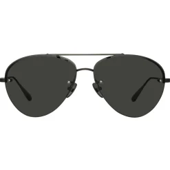 Linda Farrow - Edano Aviator Sunglasses in Matt Nickel - LFL1444C2SUN - Linda Farrow Eyewear - Avvenice