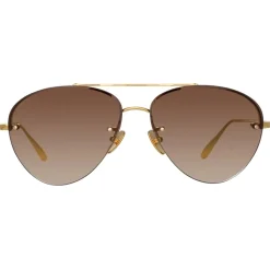 Linda Farrow - Edano Aviator Sunglasses in Yellow Gold - LFL1444C1SUN - Linda Farrow Eyewear - Avvenice