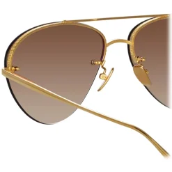 Linda Farrow - Edano Aviator Sunglasses in Yellow Gold - LFL1444C1SUN - Linda Farrow Eyewear - Avvenice