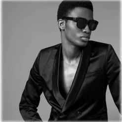 Linda Farrow - Edson D-Frame Sunglasses in Black and Nickel - LFL1385C6SUN - Linda Farrow Eyewear - Avvenice