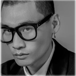 Linda Farrow - Edson Optical D-Frame in Black and Nickel - LFL1385C7OPT - Linda Farrow Eyewear - Avvenice