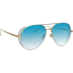 Linda Farrow - Elgin Aviator Sunglasses in Light Gold Blue - LFL792C8SUN - Linda Farrow Eyewear - Avvenice