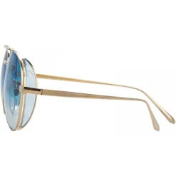 Linda Farrow - Elgin Aviator Sunglasses in Light Gold Blue - LFL792C8SUN - Linda Farrow Eyewear - Avvenice