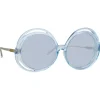 Linda Farrow - Ellen Round Sunglasses in Blue - LFL1172C6SUN - Linda Farrow Eyewear - Avvenice