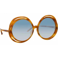 Linda Farrow - Ellen Round Sunglasses in Brown - LFL1172C3SUN - Linda Farrow Eyewear - Avvenice