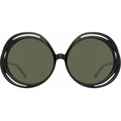 Linda Farrow - Ellen Round Sunglasses in Black - LFL1172C1SUN - Linda Farrow Eyewear - Avvenice