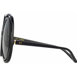 Linda Farrow - Ellen Round Sunglasses in Black - LFL1172C1SUN - Linda Farrow Eyewear - Avvenice