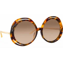 Linda Farrow - Ellen Round Sunglasses in Tortoiseshell - LFL1172C2SUN - Linda Farrow Eyewear - Avvenice