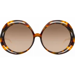 Linda Farrow - Ellen Round Sunglasses in Tortoiseshell - LFL1172C2SUN - Linda Farrow Eyewear - Avvenice