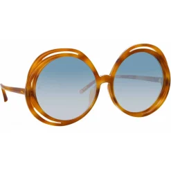 Linda Farrow - Ellen Round Sunglasses in Horn - LFL1172C3SUN - Linda Farrow Eyewear - Avvenice