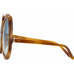Linda Farrow - Ellen Round Sunglasses in Horn - LFL1172C3SUN - Linda Farrow Eyewear - Avvenice