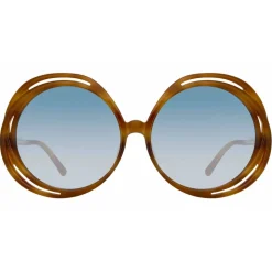 Linda Farrow - Ellen Round Sunglasses in Horn - LFL1172C3SUN - Linda Farrow Eyewear - Avvenice