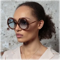 Linda Farrow - Ellen Round Sunglasses in Horn - LFL1172C3SUN - Linda Farrow Eyewear - Avvenice