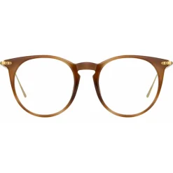 Linda Farrow - Ellis Oval Optical Glasses in Horn - Linda Farrow Eyewear - Avvenice