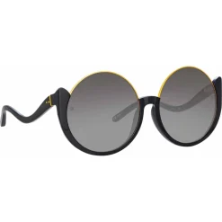 Linda Farrow - Elodie Flat Top Sunglasses in Black - LFL1167C1SUN - Linda Farrow Eyewear - Avvenice