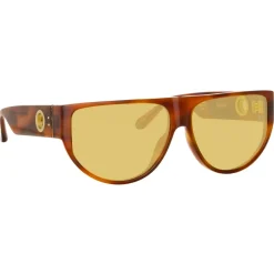 Linda Farrow - Elodie Flat Top Sunglasses in Horn - LFL1302C3SUN - Linda Farrow Eyewear - Avvenice