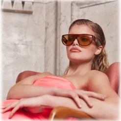 Linda Farrow - Elodie Flat Top Sunglasses in Horn - LFL1302C3SUN - Linda Farrow Eyewear - Avvenice