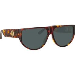 Linda Farrow - Elodie Flat Top Sunglasses in Horn - LFL1302C2SUN - Linda Farrow Eyewear - Avvenice