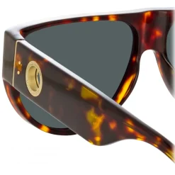 Linda Farrow - Elodie Flat Top Sunglasses in Horn - LFL1302C2SUN - Linda Farrow Eyewear - Avvenice