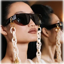 Linda Farrow - Elodie Flat Top Sunglasses in Horn - LFL1302C2SUN - Linda Farrow Eyewear - Avvenice