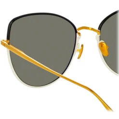 Linda Farrow - Eloise Cat Eye Sunglasses in Black Yellow Gold - LFL1336C6OPT - Linda Farrow Eyewear - Avvenice
