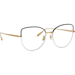 Linda Farrow - Eloise Cat Eye Optical Glasses in Black Yellow Gold - LFL1336C5OPT - Linda Farrow Eyewear - Avvenice