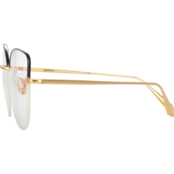 Linda Farrow - Eloise Cat Eye Optical Glasses in Black Yellow Gold - LFL1336C5OPT - Linda Farrow Eyewear - Avvenice