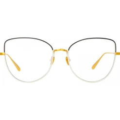 Linda Farrow - Eloise Cat Eye Optical Glasses in Black Yellow Gold - LFL1336C5OPT - Linda Farrow Eyewear - Avvenice